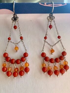 Chan Luu Coral Citrine Chandelier Earrings